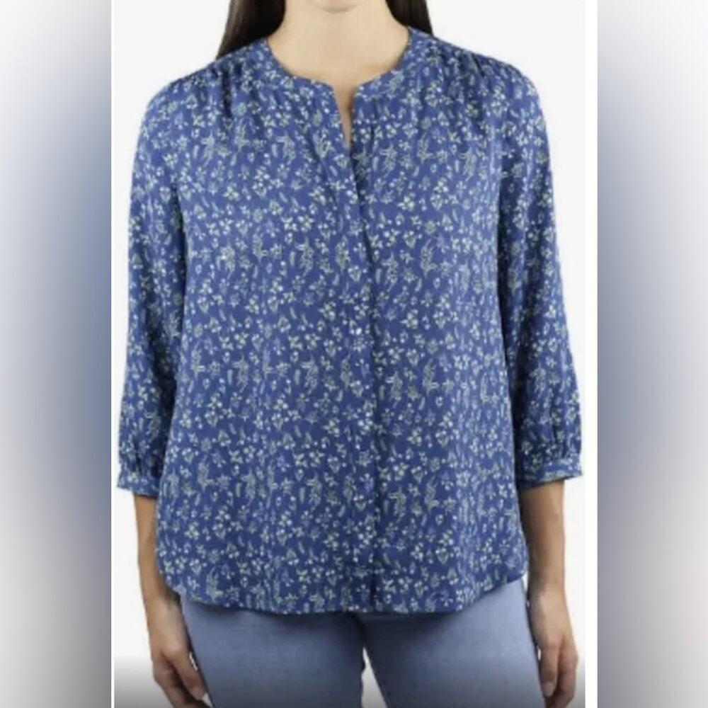 Jachs Girlfriend Blouse Top 3/4 Sleeves NWT Large Button Down